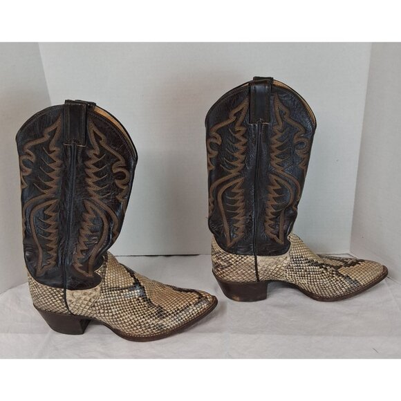 Justin Men's Size 7B Snakeskin Leather Cowboy Boots VTG 80s Made in USA 8621 GUC - Picture 1 of 12